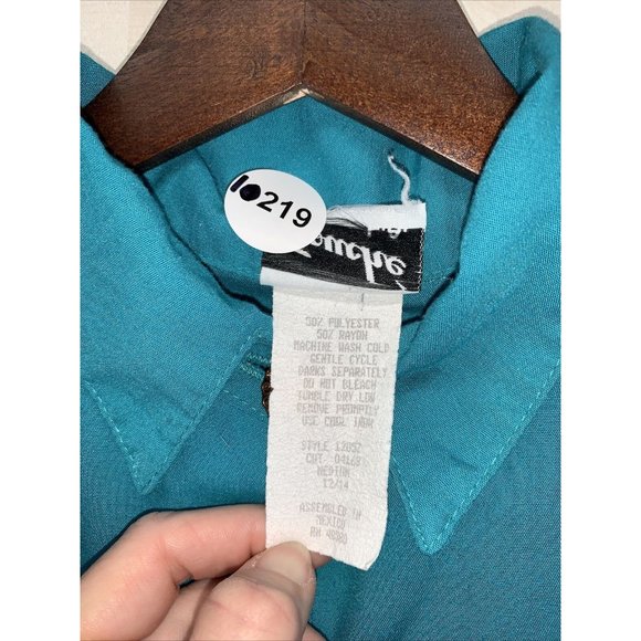 Vintage Touché LA Teal Embellished Womens Top Medium-10219 - Picture 3 of 11